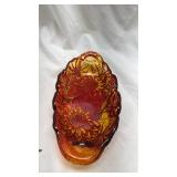 Vintage Amber Glass Sunflower Dish