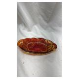 Vintage Amber Glass Sunflower Dish