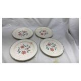 Vintage Tudor Rose Floral Dinner Plates Set of 4