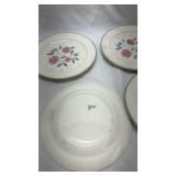 Vintage Tudor Rose Floral Dinner Plates Set of 4