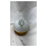 Vintage Avon White Ceramic Bird Dish with Yellow Base
