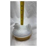 Vintage Avon White Ceramic Bird Dish with Yellow Base