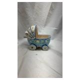 Vintage Ceramic Baby Carriage Music Box
