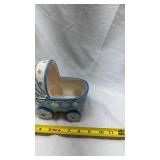 Vintage Ceramic Baby Carriage Music Box