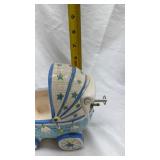 Vintage Ceramic Baby Carriage Music Box