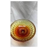 Vintage Amber Glass Pedestal Compote Dish