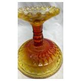 Vintage Amber Glass Pedestal Compote Dish