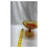 Vintage Amber Glass Pedestal Compote Dish