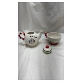 Pfaltzgraff Christmas Tea Set with Candy Cane Handle