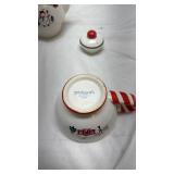 Pfaltzgraff Christmas Tea Set with Candy Cane Handle