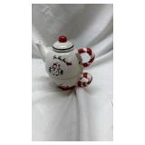Pfaltzgraff Christmas Tea Set with Candy Cane Handle
