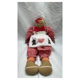 Vintage Gingerbread Cloth Doll in Red Checkered Dress