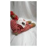 Vintage Gingerbread Cloth Doll in Red Checkered Dress