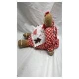 Vintage Gingerbread Cloth Doll in Red Checkered Dress