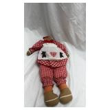 Vintage Gingerbread Cloth Doll in Red Checkered Dress