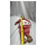 Vintage Gingerbread Cloth Doll in Red Checkered Dress