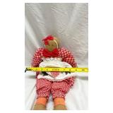 Vintage Gingerbread Cloth Doll in Red Checkered Dress