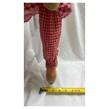 Vintage Gingerbread Cloth Doll in Red Checkered Dress