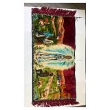 Vintage Religious Tapestry with Rural Scene