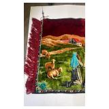 Vintage Religious Tapestry with Rural Scene