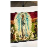 Vintage Religious Tapestry with Rural Scene