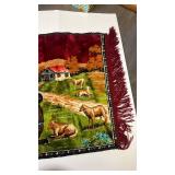 Vintage Religious Tapestry with Rural Scene