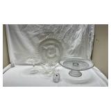 Vintage Crystal Serving Set with Cake Stand -5 pieces