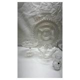 Vintage Crystal Serving Set with Cake Stand -5 pieces