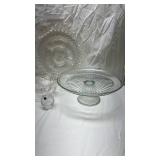 Vintage Crystal Serving Set with Cake Stand -5 pieces