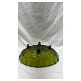 Vintage Olive Green Glass Footed Bowl
