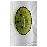 Vintage Olive Green Glass Footed Bowl