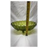 Vintage Olive Green Glass Footed Bowl
