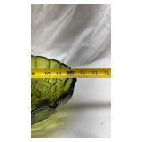 Vintage Olive Green Glass Footed Bowl