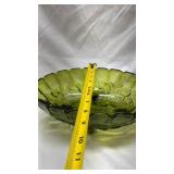 Vintage Olive Green Glass Footed Bowl