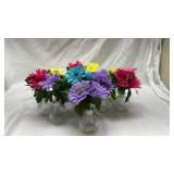 Colorful Gerbera Daisy Arrangement in Glass Bud Vases 10 in total