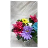 Colorful Gerbera Daisy Arrangement in Glass Bud Vases 10 in total