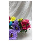 Colorful Gerbera Daisy Arrangement in Glass Bud Vases 10 in total