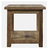 Jofran Reclamation Rustic Reclaimed Solid Wood Square End Table with Storage Shelf