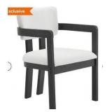 Mayberry Hill Portaland Dining Arm Chair in White Fabric and Black Finish, 2 Pack, (Incomplete)