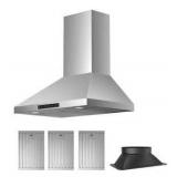 VIKIO 36 in. 900CFM Ducted Wall Mount Range Hood in Stainless Steel 3-Speed with Charcoal Filter and Gesture/Touch Control