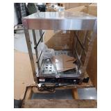 Commercial Food Warmer Display Case with Fan- DAMAGED- dented on back right corner and small dent on top - POWERS ON