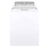 GE - 4.6 Cu. Ft.  Top Load Washer - White on White/Silver