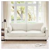 80 in. W. Straight Arm Corduroy Fabric Rectangle Couch Sofa Upholstered Loveseat in Beige