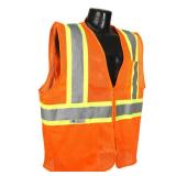 Radians SV22-2ZOM-L Polyester Mesh Economy Class 2 High Visibility Zipper Closure Vest with Two-Tone Trim  Large  Orange- lot of 4