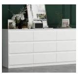 FUFU&GAGA9-Drawer White Paint Finish Dresser Chest of Drawers 31.5 in. H x 63 in. W x 15.7 in. D
