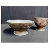 Antique Bronze Bowl and Goblet Set
