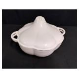 Vintage White Ceramic Covered Serving Bowl