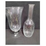 Vintage Etched Glass Hurricane Vases