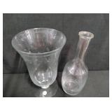 Vintage Etched Glass Hurricane Vases