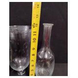 Vintage Etched Glass Hurricane Vases